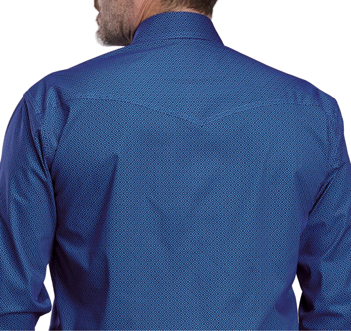 ROPER MEN'S BLUE LATTICE WESTERN SNAP STRETCH SHIRT