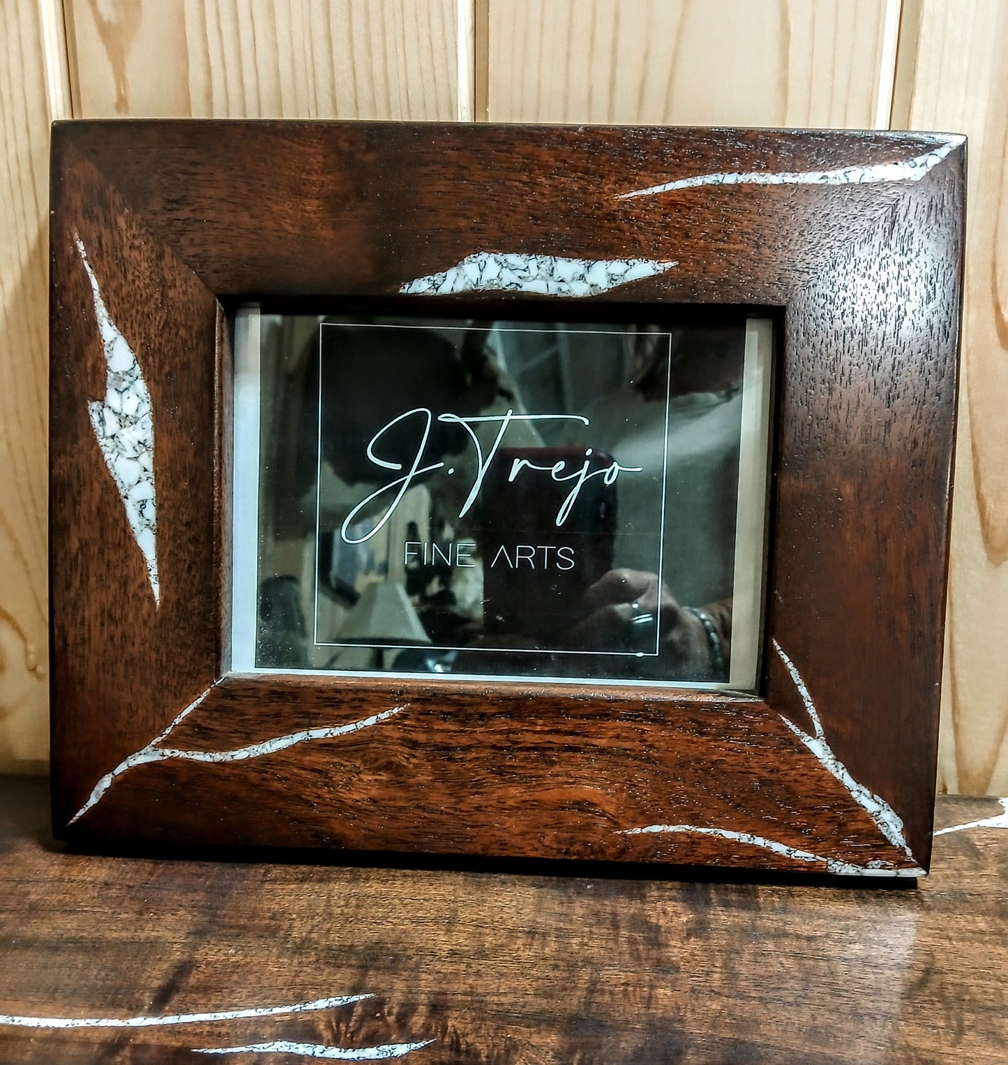 J TREJO MESQUITE PICTURE FRAME W/BUFFALO TURQUOISE INLAY