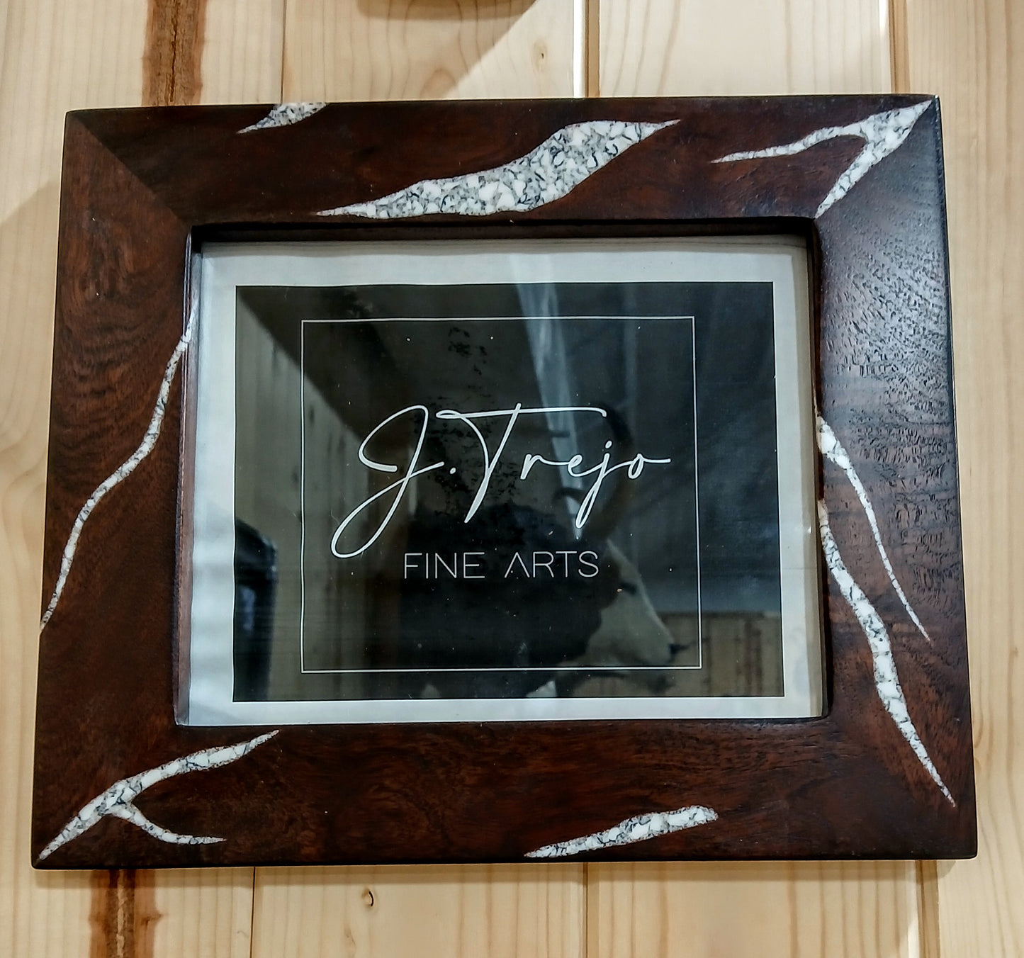 J TREJO MESQUITE PICTURE FRAME W/BUFFALO TURQUOISE INLAY