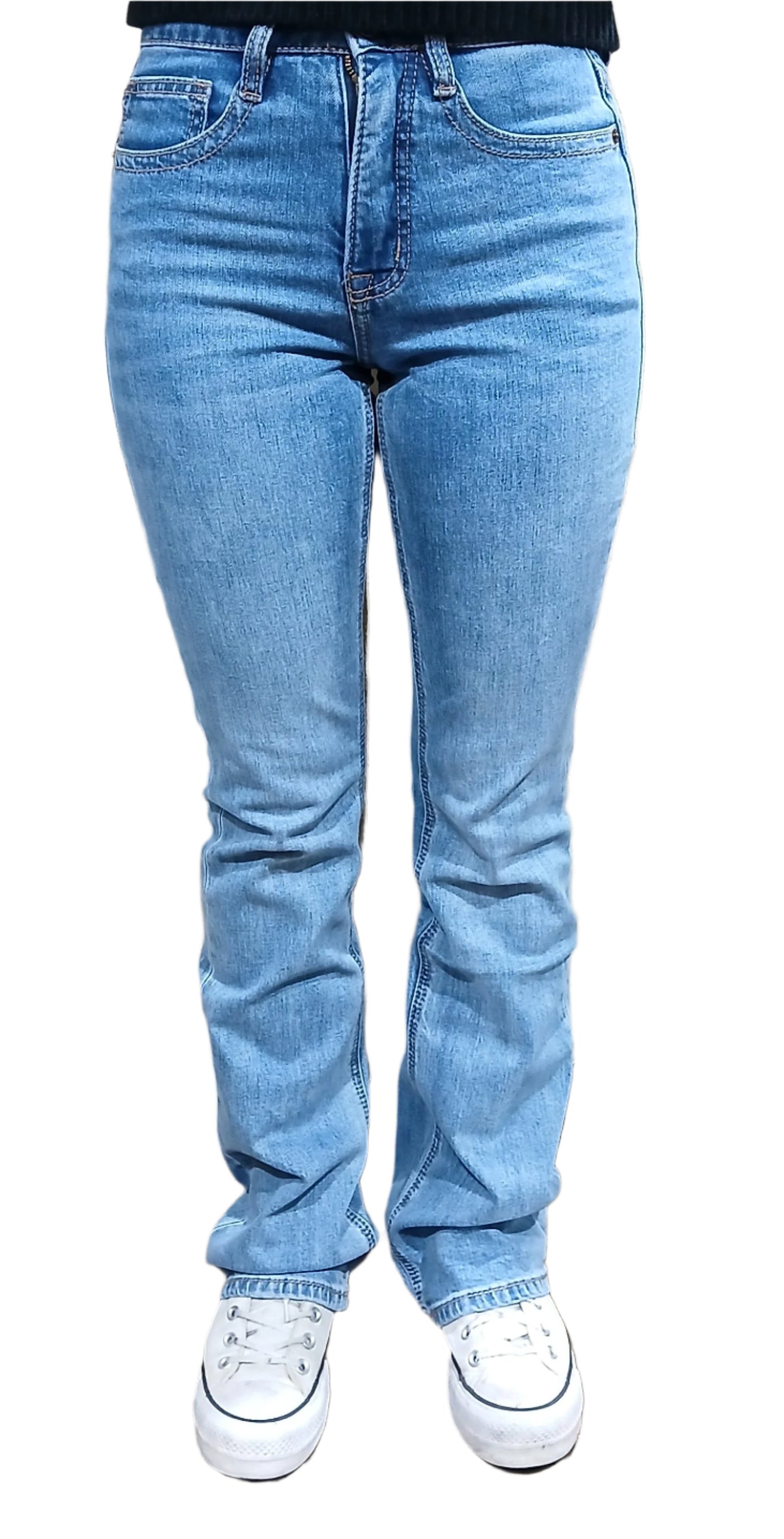 ROCK AND ROLL DENIM LADIES YOKE DETAIL HIGH RISE BOOTCUT JEANS - MEDIUM WASH
