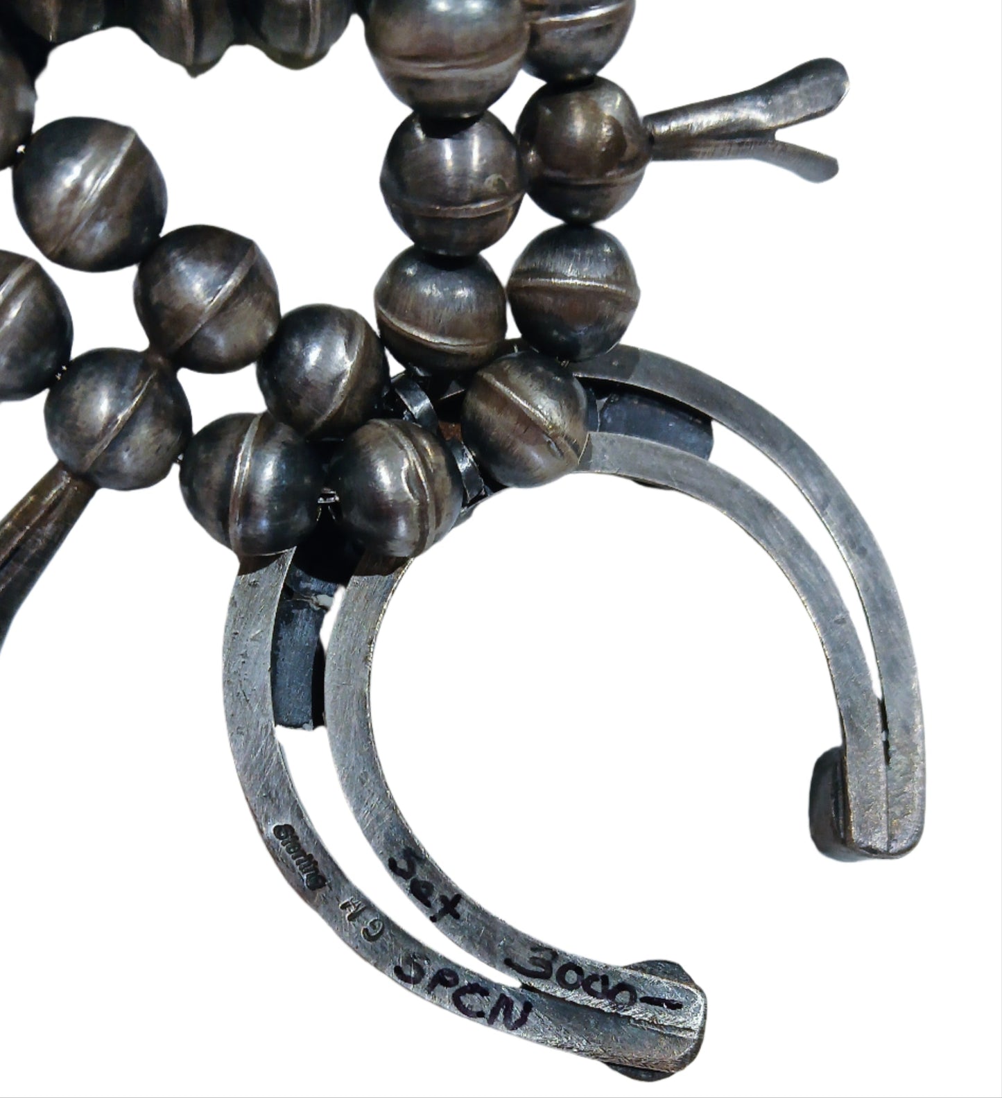 STERLING SILVER TRIPLE STONE SQUASH BLOSSOM SET