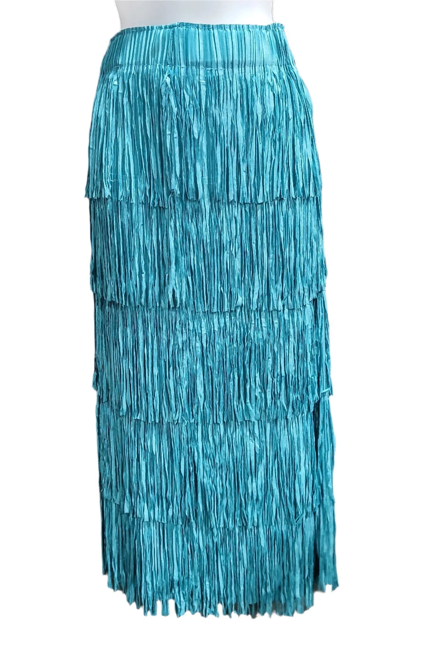 W.A.Y. POLY FRINGE CHACHA SKIRT in TURQUOISE