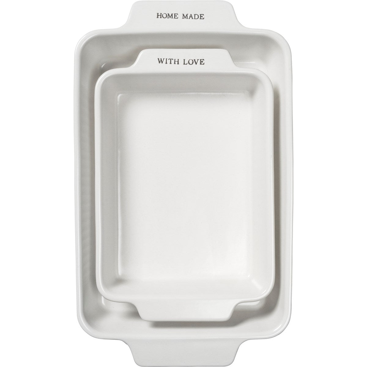 "HOME MADE, WITH LOVE" RECTANGLE BAKERS STONEWARE SET