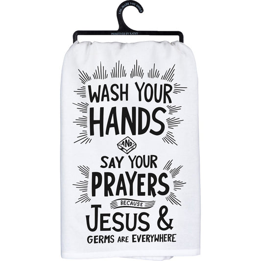 "JESUS & GERMS ARE EVERYWHERE" DISH TOWEL
