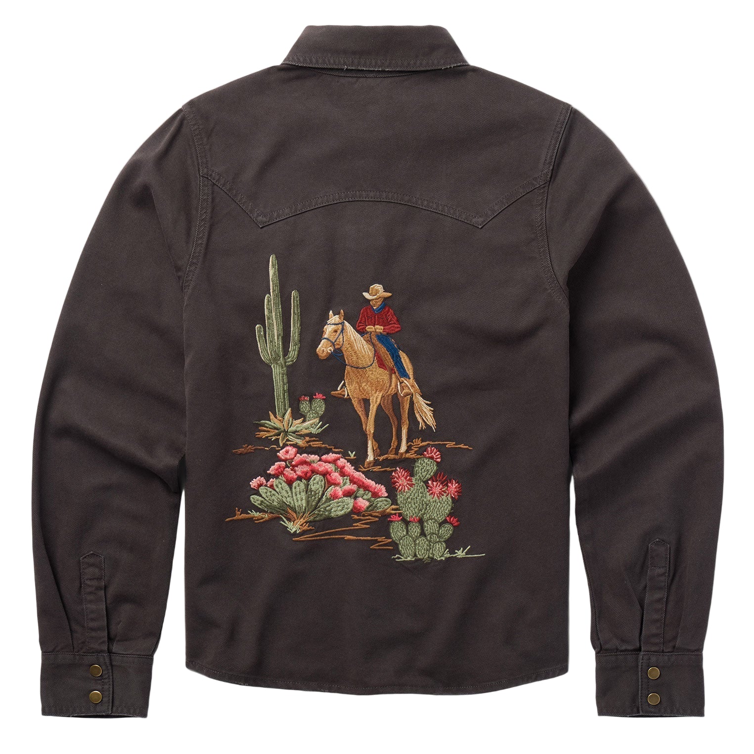 Stetson Women's Desert Scene Embroidered Shirt in Brown Denim
