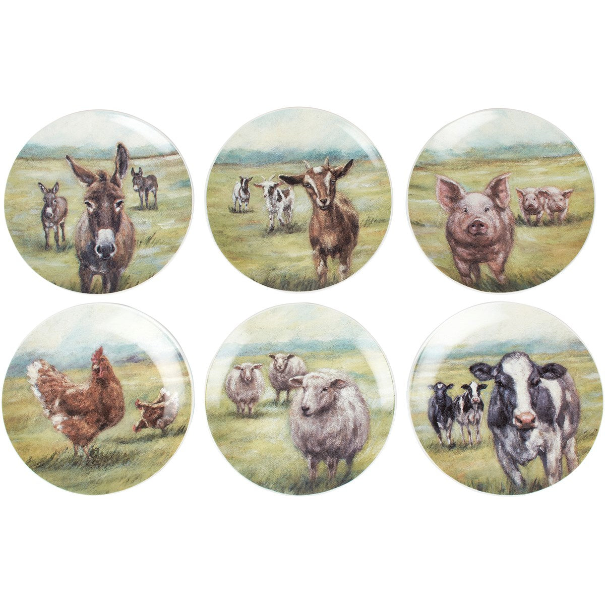 "FARM ANIMAL" PLATE SET of 6
