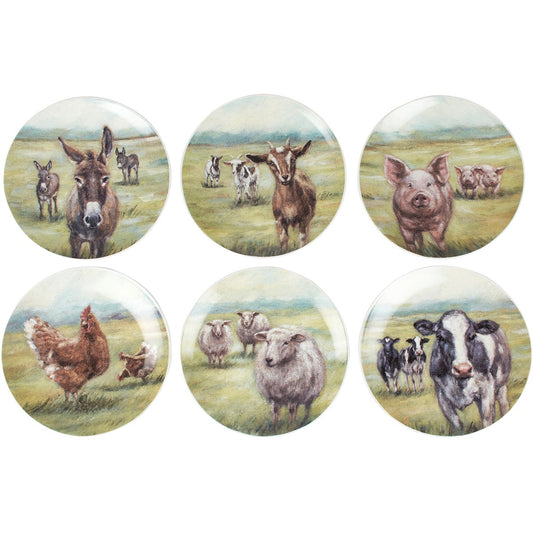 "FARM ANIMAL" PLATE SET of 6