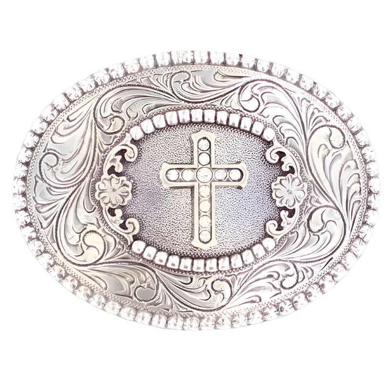 NOCONA SILVER CROSS OVAL BUCKLE