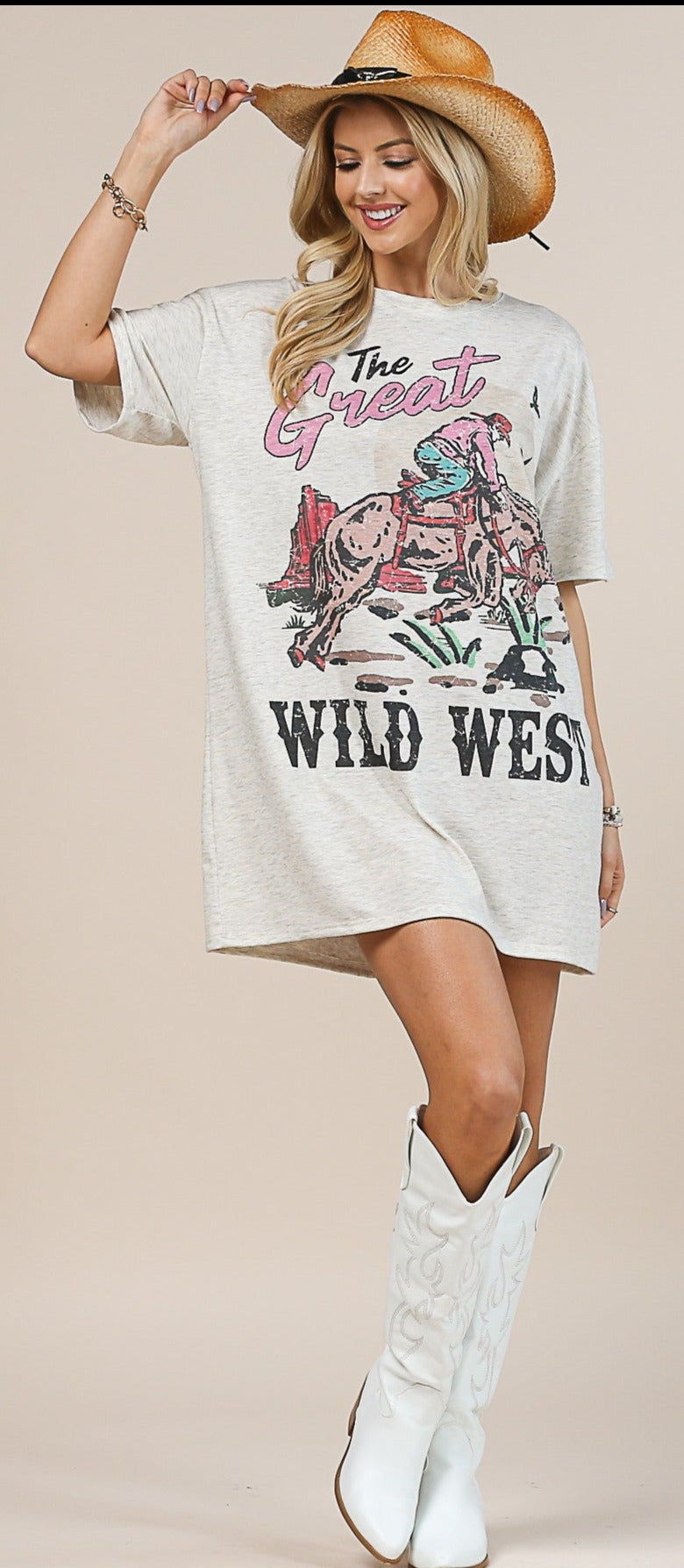 LADIES WILD WEST GRAPHIC T-SHIRT DRESS