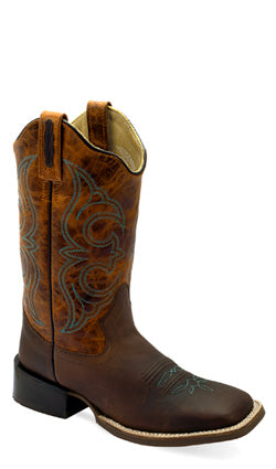 OLD WEST LADIES RUGBY BROWN SQUARE TOE BOOTS
