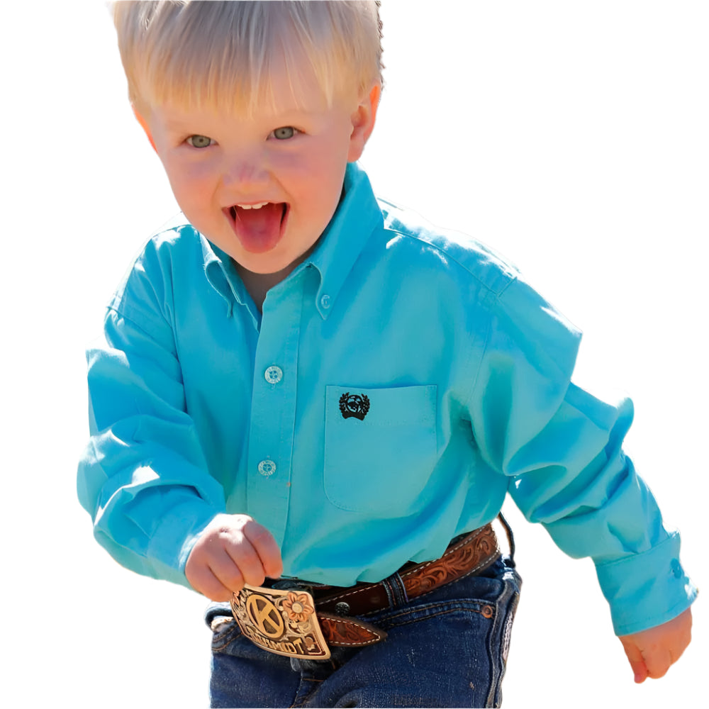 CINCH INFANT BOY'S SOLID BUTTON-DOWN WESTERN SHIRT - TURQUOISE