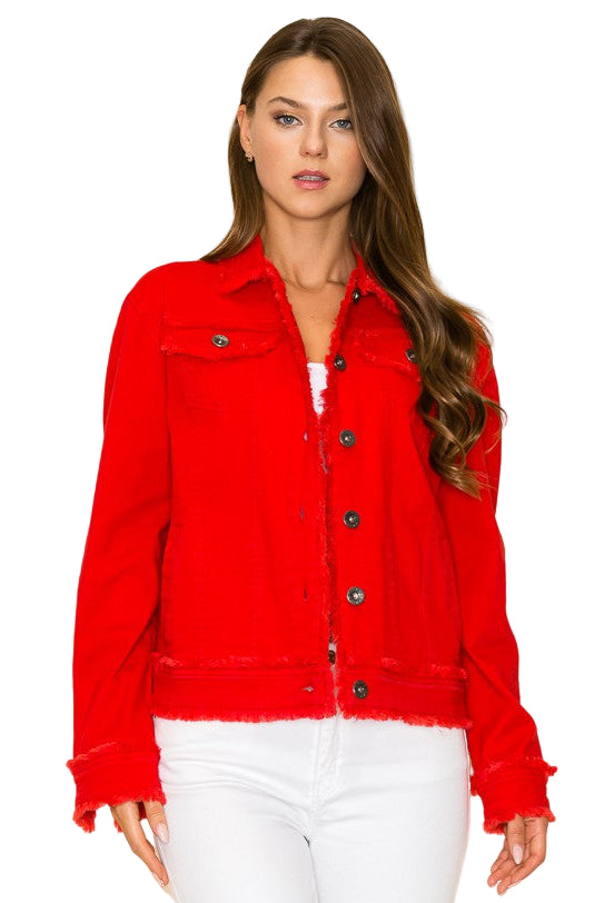 W.A.Y. COTTON TWILL JACKET in RED