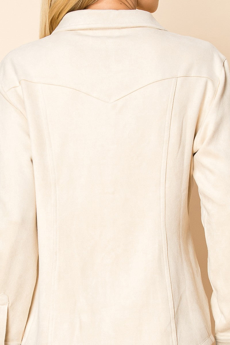 W.A.Y. SUEDE SNAP SHIRT in BONE