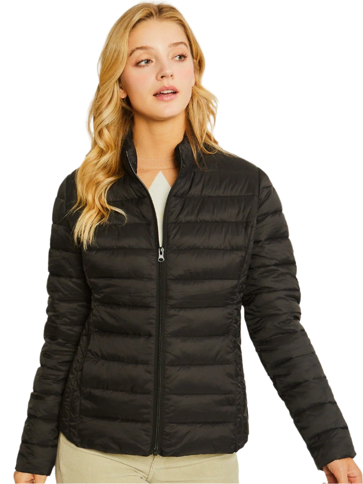 LADIES ULTRA LIGHTWEIGHT PADDED THERMAL JACKET in BLACK