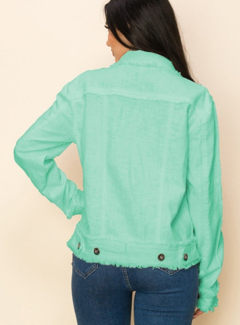 W.A.Y COTTON TWILL JACKET in TURQUOISE