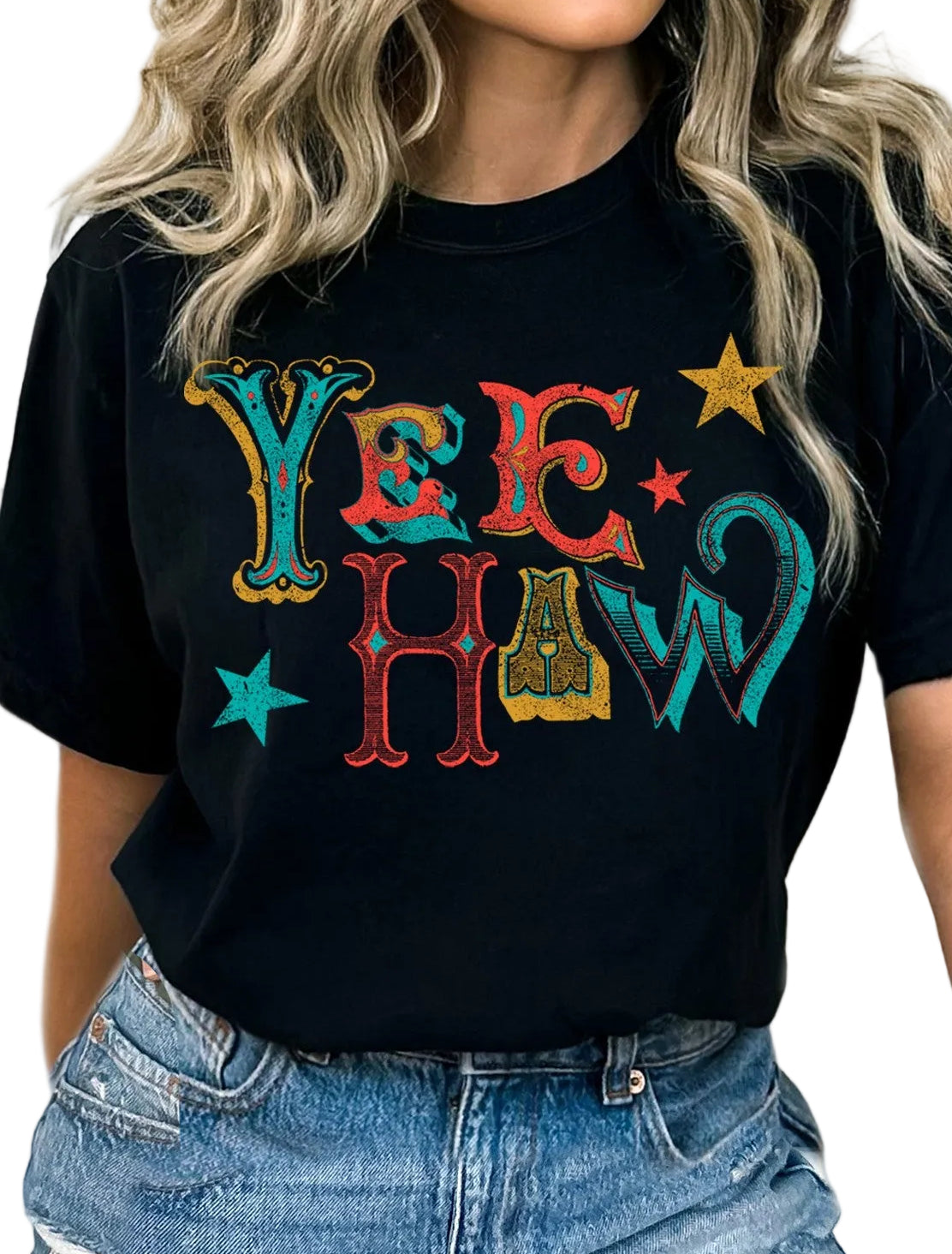 YEE HAW GRAPHIC TEE in BLACK