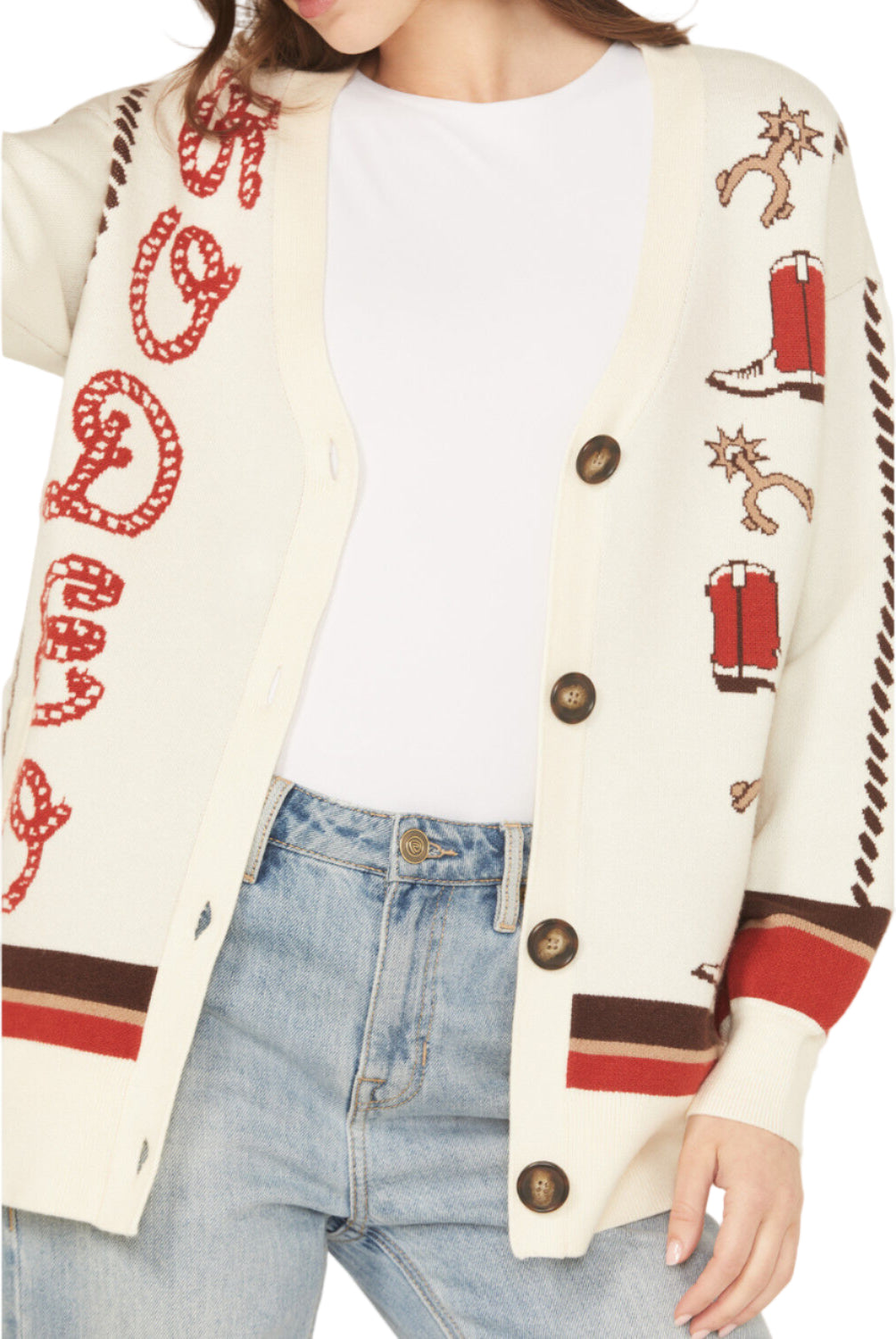 CRUEL GIRL WOMEN'S RODEO CARDIGAN in CREAM