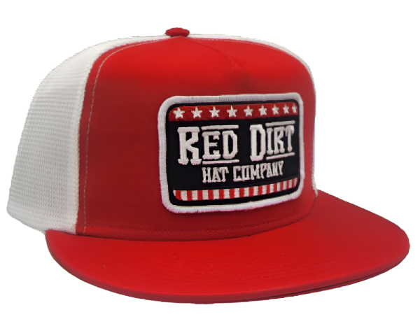 RED DIRT HAT CO STARS & STRIPES CAP in RED/WHITE