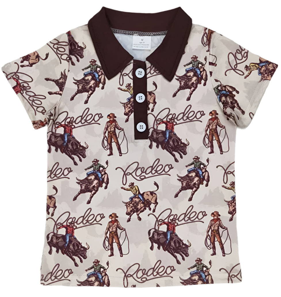 ROPIN N' RIDIN BOY'S WESTERN POLO SHIRT