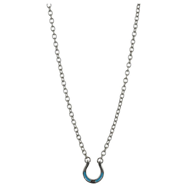 JUSTIN NECKLACE LUCKY HORSESHOE WITH TURQUOISE ENAMEL