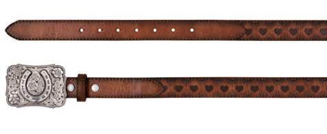 CATCHFLY GIRL'S BROWN BELT WITH HEART AND SUNBURST