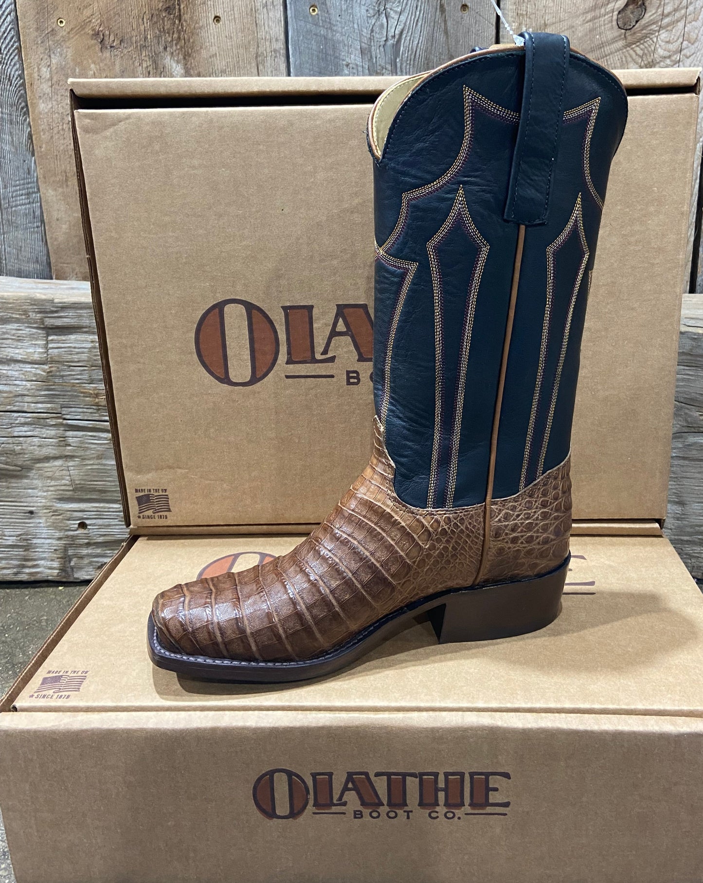 OLATHE POST OAK CAIMAN BELLY MENS BOOTS