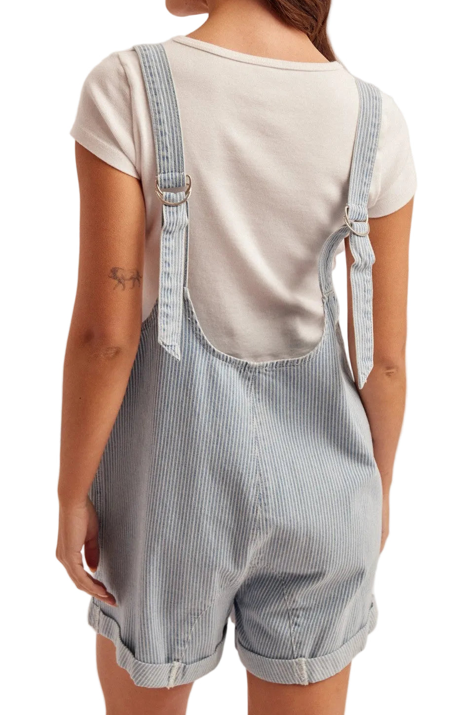 WOMEN'S RAILROAD STRIPE SHORTALL W/POCKETS