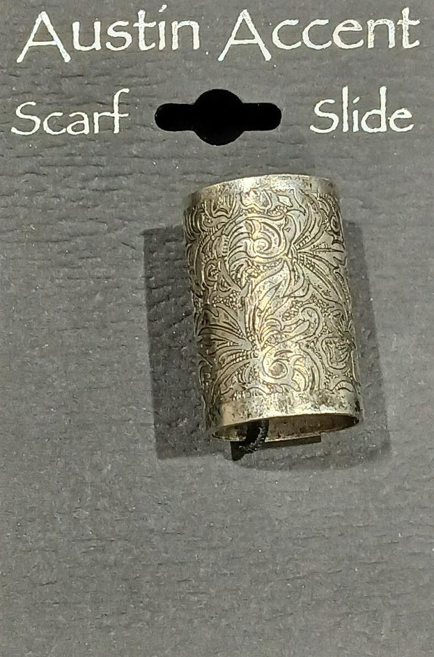AUSTIN ACCENT® SMALL SILVER FLORAL TUBE SCARF SLIDE
