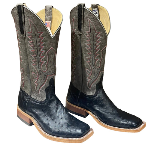 ANDERSON BEAN BLACK OSTRICH MENS BOOTS