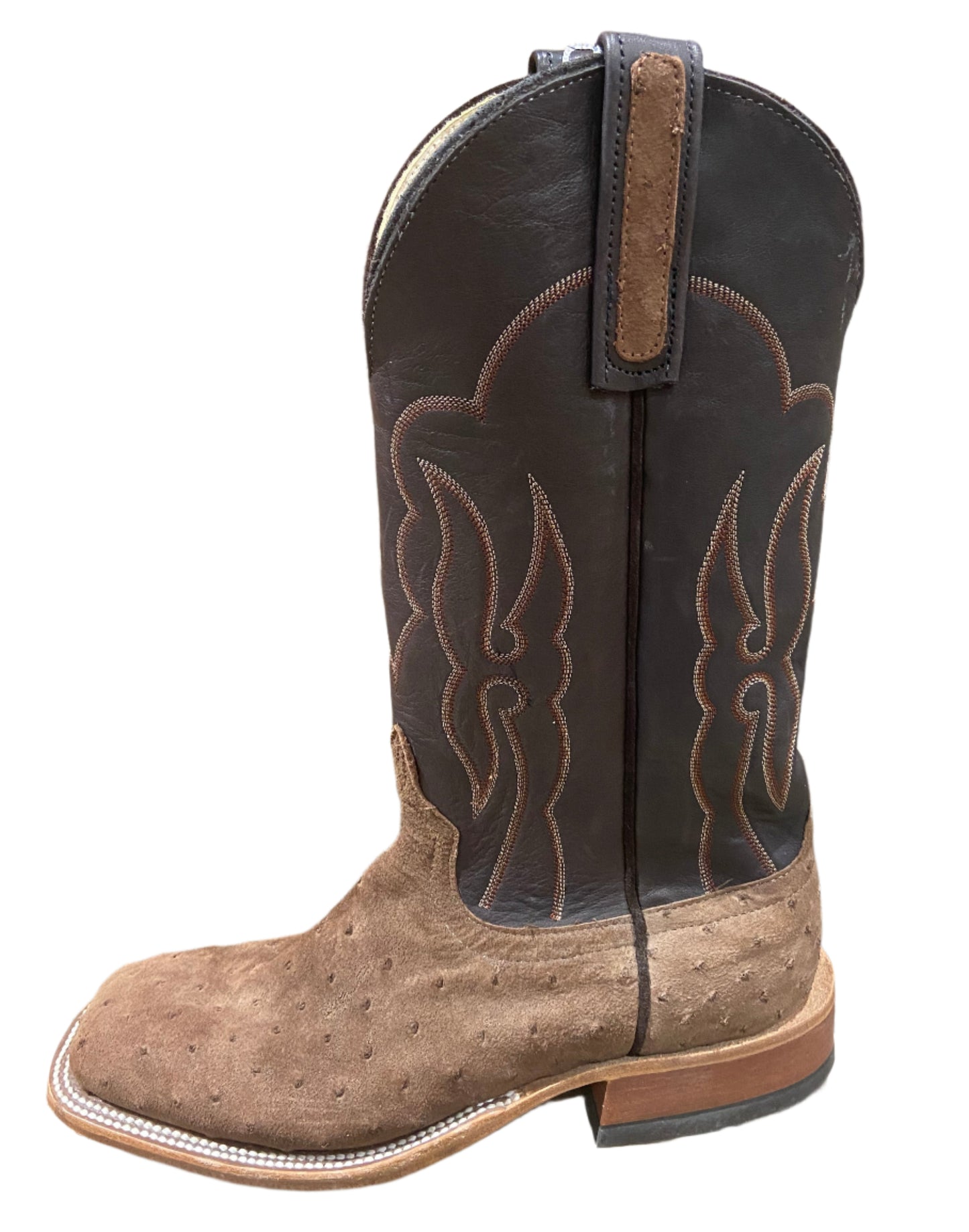 ANDERSON BEAN TOBAC SUEDE FULL QUILL OSTRICH MENS BOOTS