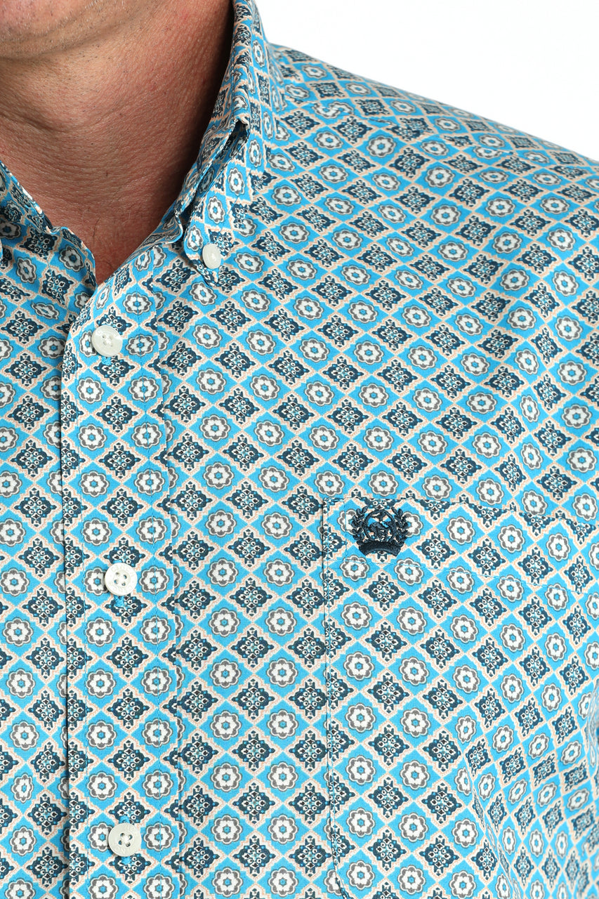 CINCH MEN'S LONG SLEEVE GEO PRINT SHIRT - BLUE