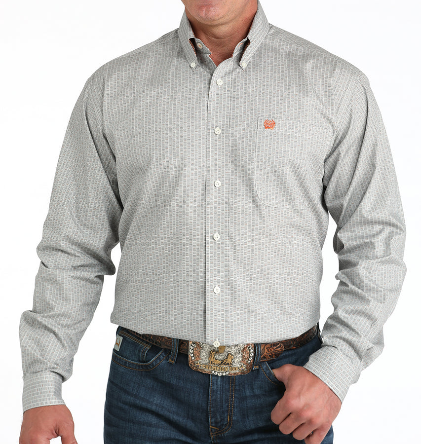 CINCH MEN'S LONG SLEEVE GEO PRINT SHIRT - CREAM