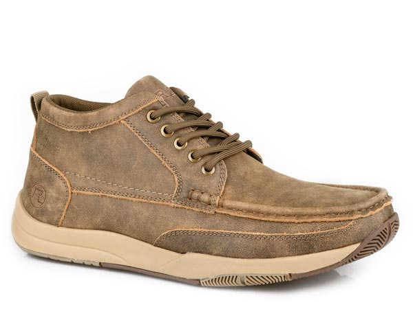 MEN'S ROPER VINTAGE BROWN LEATHER MOC TOE SHOE