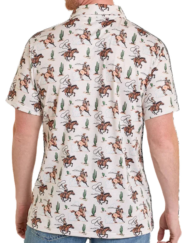 ROCK AND ROLL MEN'S DESERT COWBOY PRINT POLO