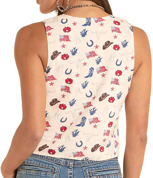 ROCK & ROLL DENIM LADIES' AMERICAN PRINT VEST
