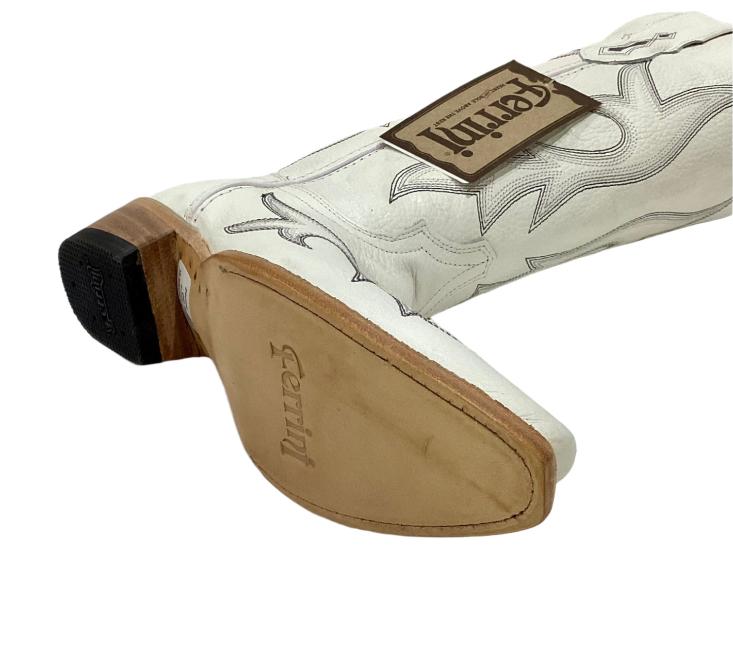 FERRINI WOMEN'S SCARLETT WESTERN BOOTS - SNIP TOE - WHITE