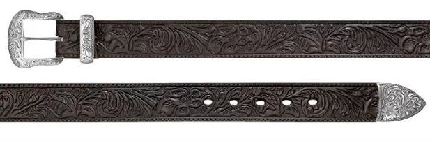 LADIES WRANGLER FLORAL EMBOSSED BLACK BELT