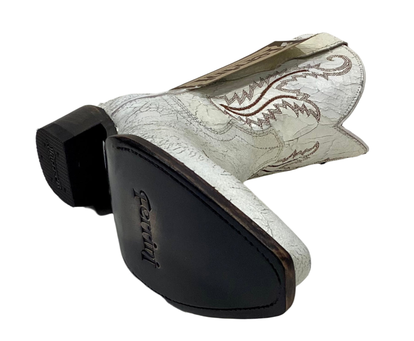 FERRINI WOMEN'S MOLLY WESTERN BOOTS - SNIP TOE - CRACKLE WHITE