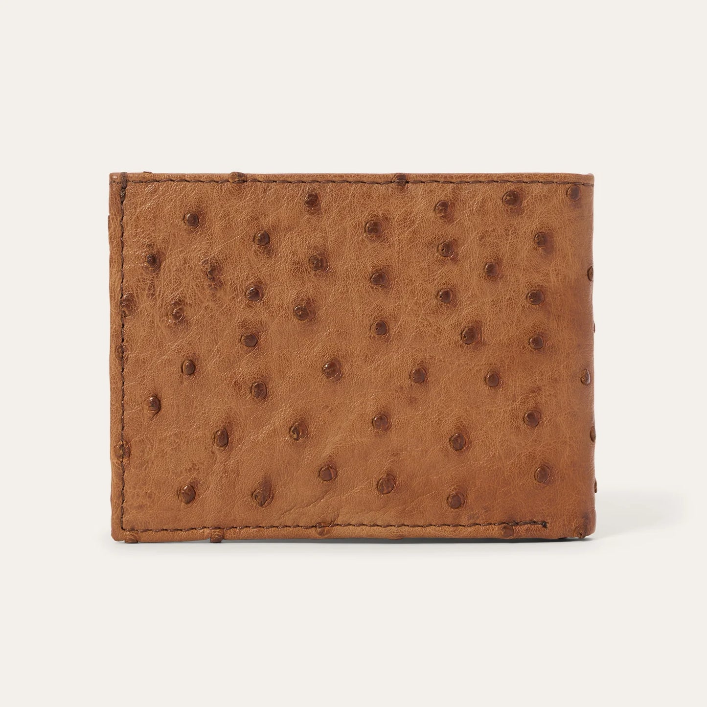 MEN'S STETSON GENUINE OSTRICH BI-FOLD WALLET in COGNAC