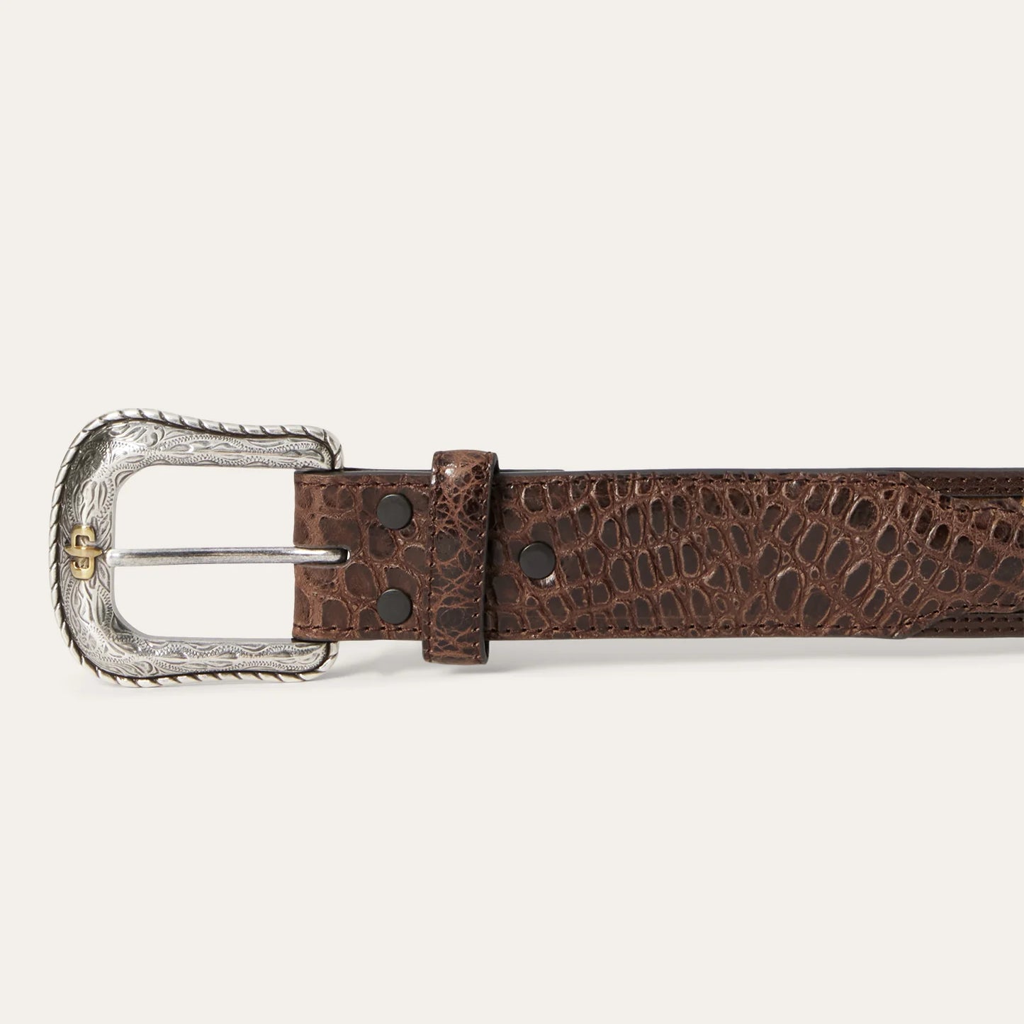 MEN'S STETSON OSTRICH PRINT CROC EMBOSSED WESTERN TAB BELT