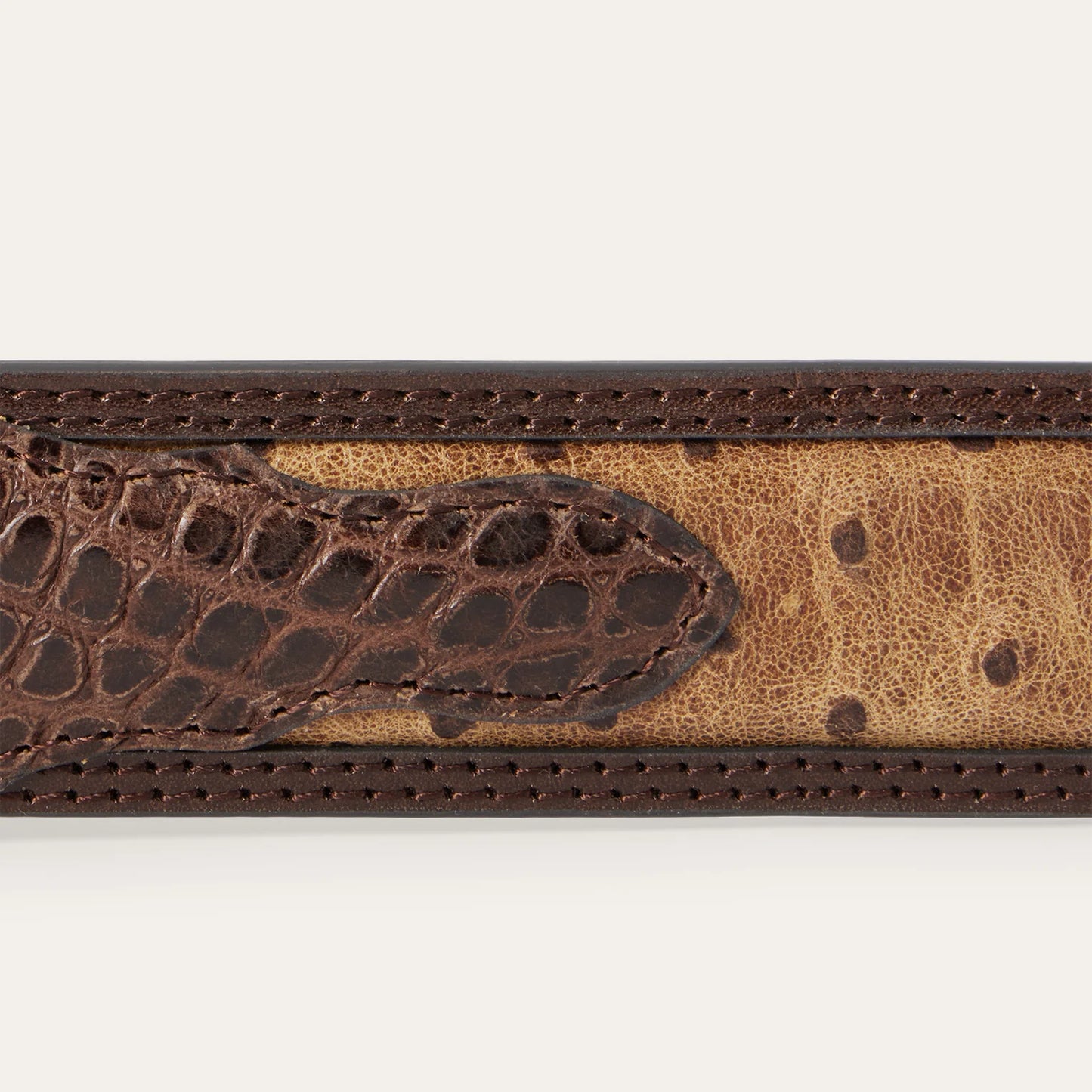 MEN'S STETSON OSTRICH PRINT CROC EMBOSSED WESTERN TAB BELT