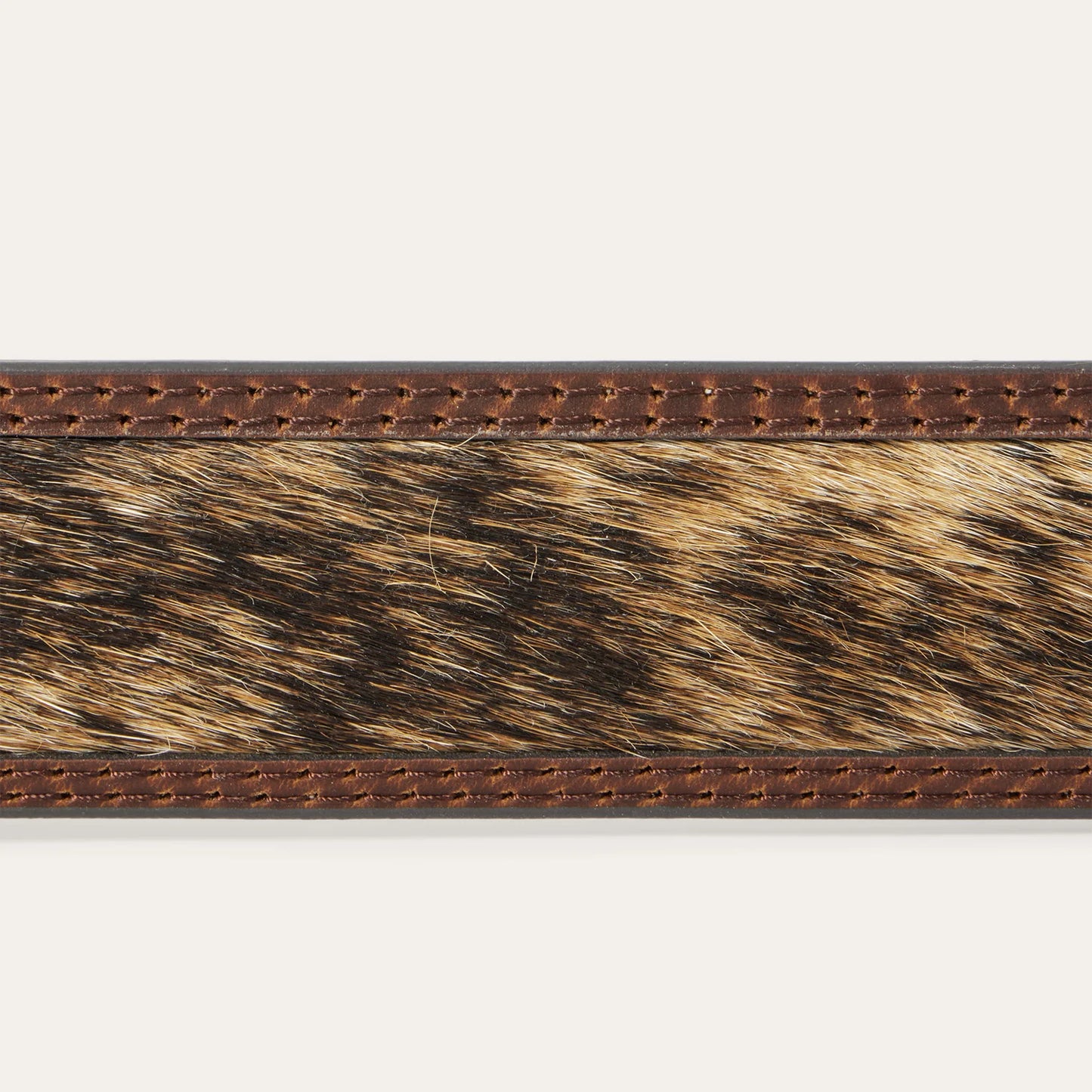MEN'S STETSON TOOLED LEATHER TAB HAIR ON HIDE VINTAGE BROWN BELT