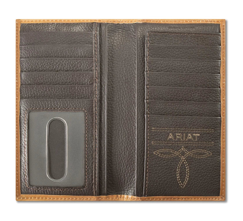 ARIAT MEN'S BASKET WEAVE FLORAL SHIELD RODEO WALLET