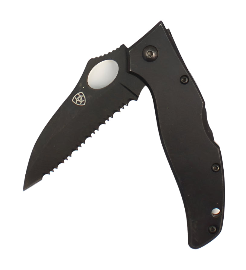 ARIAT FOLDING SERRATED KNIFE - BLACK