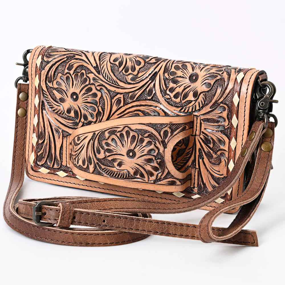 AMERICAN DARLING TOOLED LEATHER CROSSBODY PURSE FREDERICKSBURG