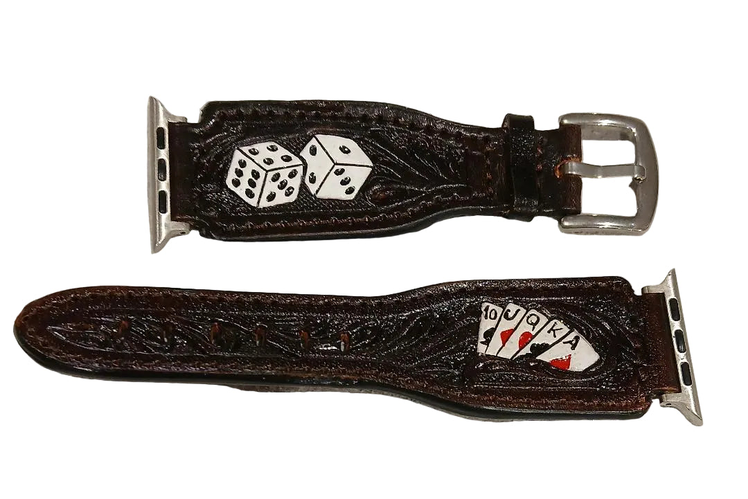 WESTERN TOOLED LEATHER "LUCKY ROLL" SMART WATCH BAND