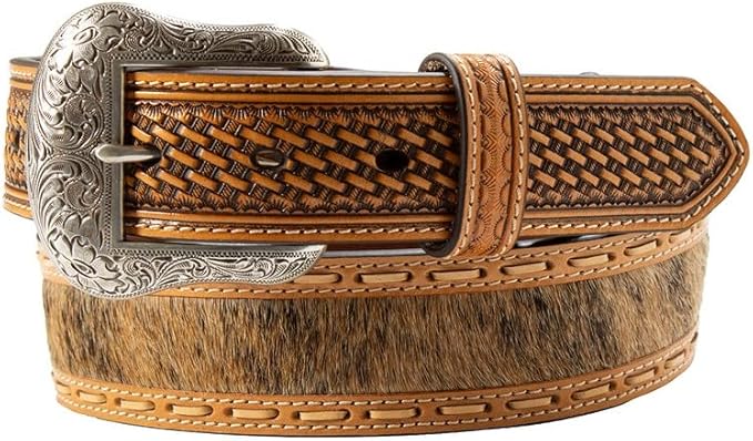 NOCONA MEN'S CALF HAIR BASKET WEAVE BELT - BROWN