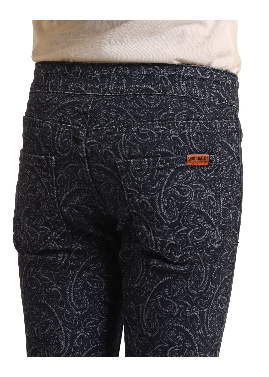 ROCK & ROLL GIRLS MID RISE EXTRA STRETCH PAISLEY FLARE JEANS