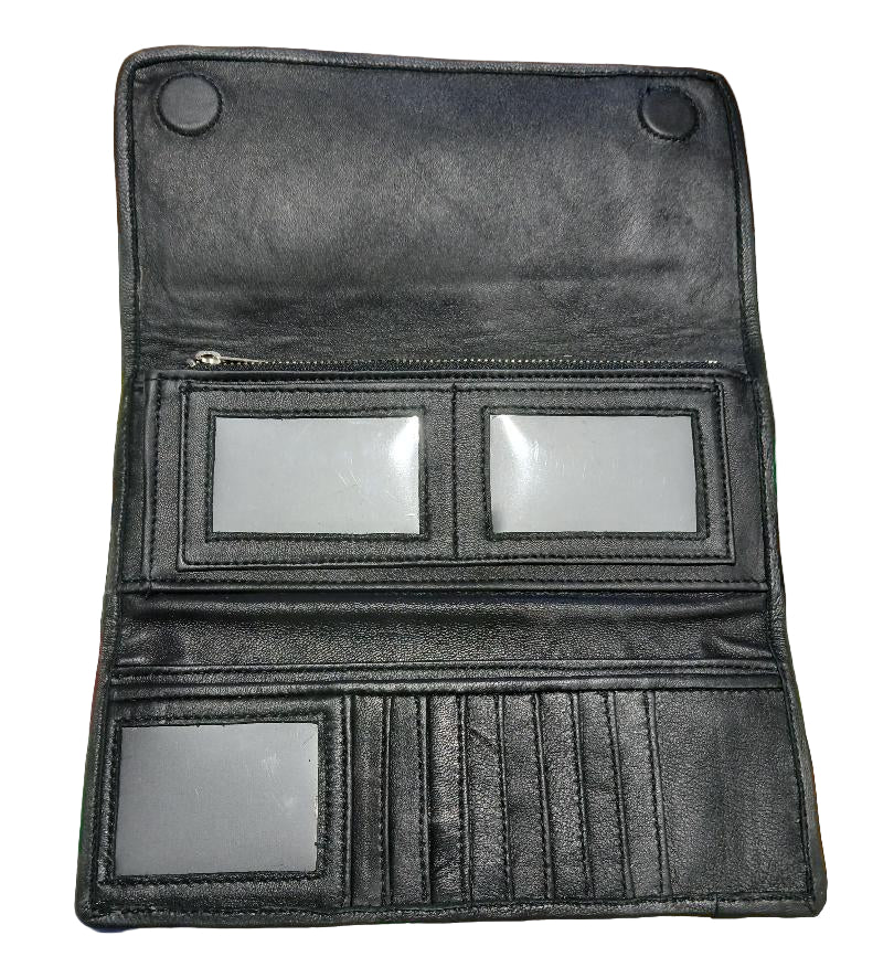 JUAN ANTONIO AXIS HIDE WITH BLACK ITALIAN LEATHER TRIFOLD WALLET