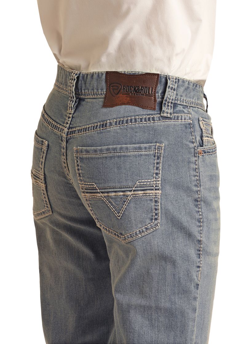 ROCK & ROLL MEN'S DOUBLE BARREL RELAXED STRAIGHT BOOTCUT JEANS